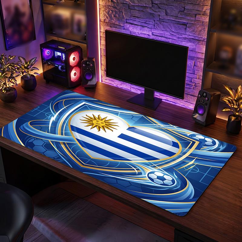 Uruguay Football Crest Mouse Pad, Extended Non Slip Rubber Desk Mat for Gaming Office Laptop Fan Gift