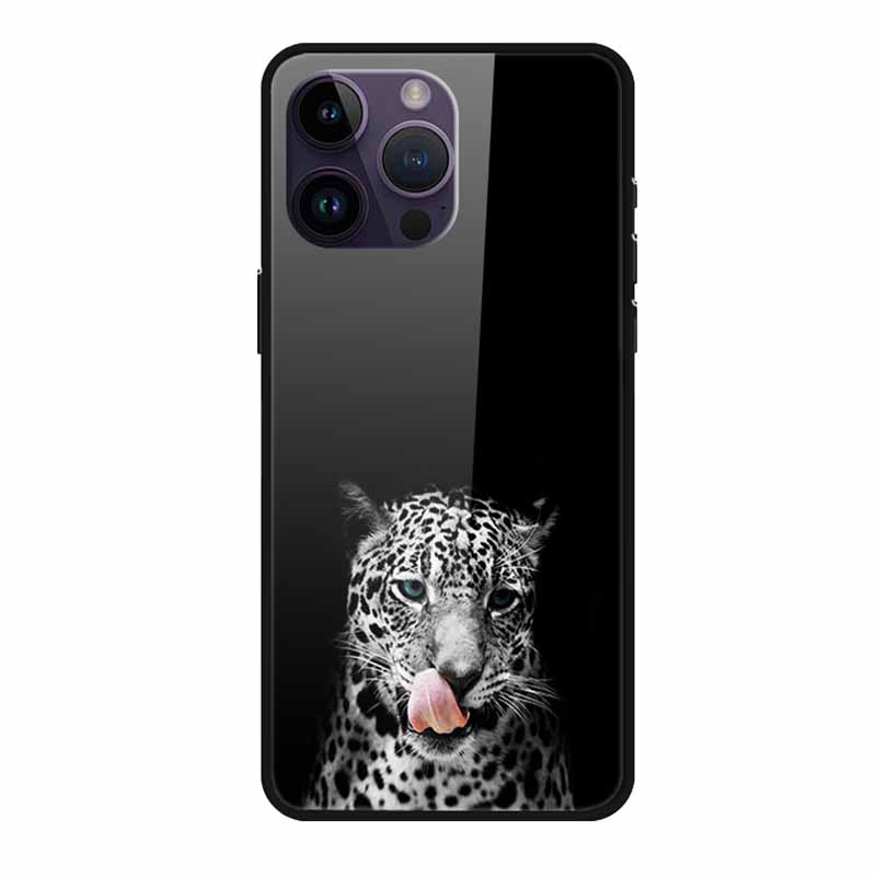 Phone Case for Apple Iphone 15 Pro 15 Plus Tempered Glass Hard Back Cover for Iphone 15 Pro Max Iphone15 Wolf Lion Funda Capa