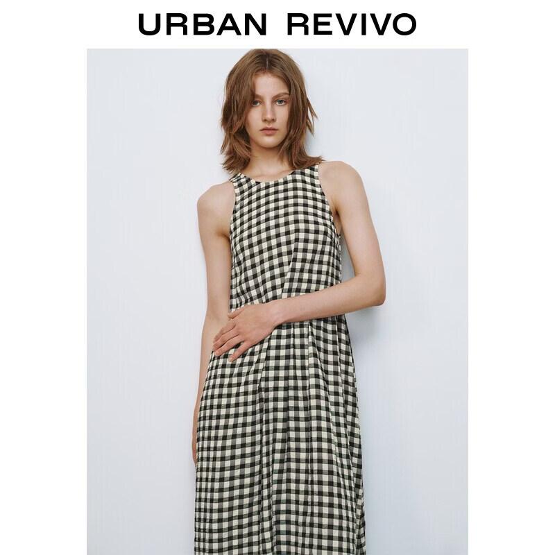 UR2026 Urban Retro Color-block Plaid Sleeveless Dress XS