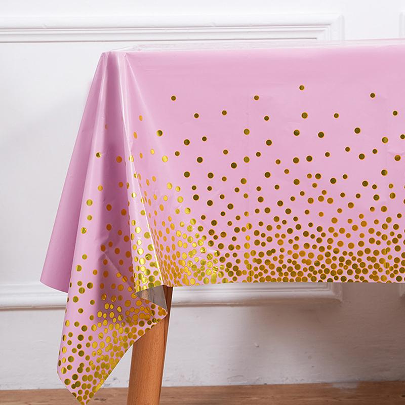 137X274Cm Rectangle Disposable Bronzing Gold Dot Waterproof Party Tablecloth For Birthday Restaurant Wedding Decoration