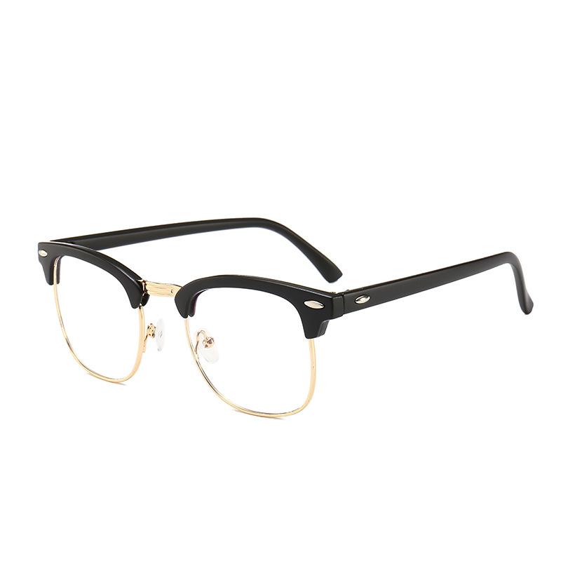 Classic Semi Rimless Anti Blue Light Blocking Glasses Men Square Rice Nail Eyeglasses Frames Computer Glasses