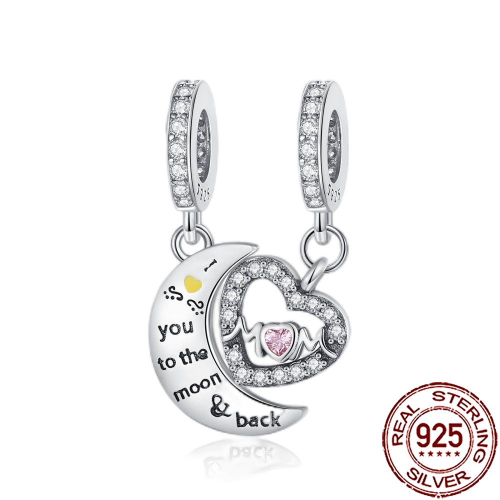 New Charms Copper Sister Daughter Mum Mother Family Love Heart Beads Fit Origina Bracelet Necklace Diy Jewelry