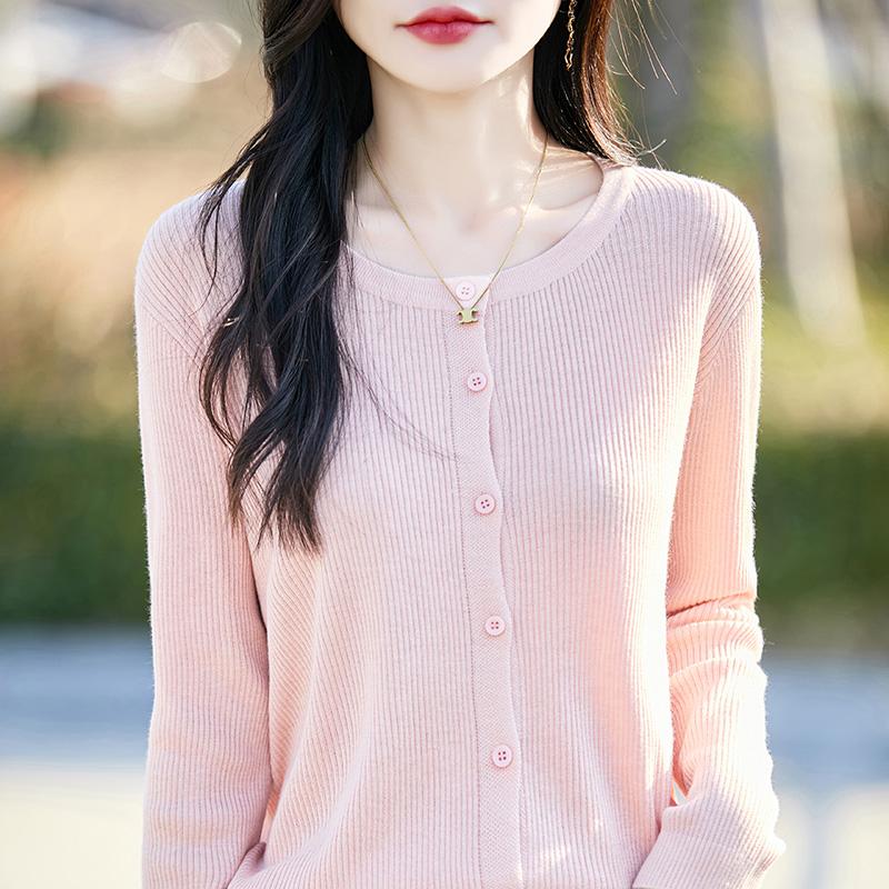 Women's Lightweight 50% Wool 50% Mulberry Silk Cardigan - 4-Season Versatile Knitwear for All-Year Comfort & Style