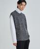 Arrayed Color Mixed Round Knit Vest [Black]