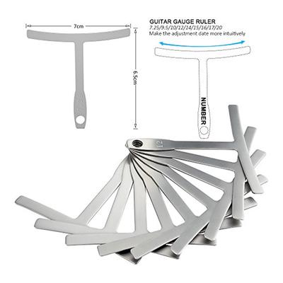 9Pcs Understring Radius Gauges Guitar Bass Strings Repair Polish T-shaped Measurement