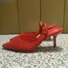 Fashion 2025 Luxury Pearl Summer Women Party Shoes Pointed Toe Slingback Red Wedding Bridal Sandals Sexy Nightclub Sandalias Mujer