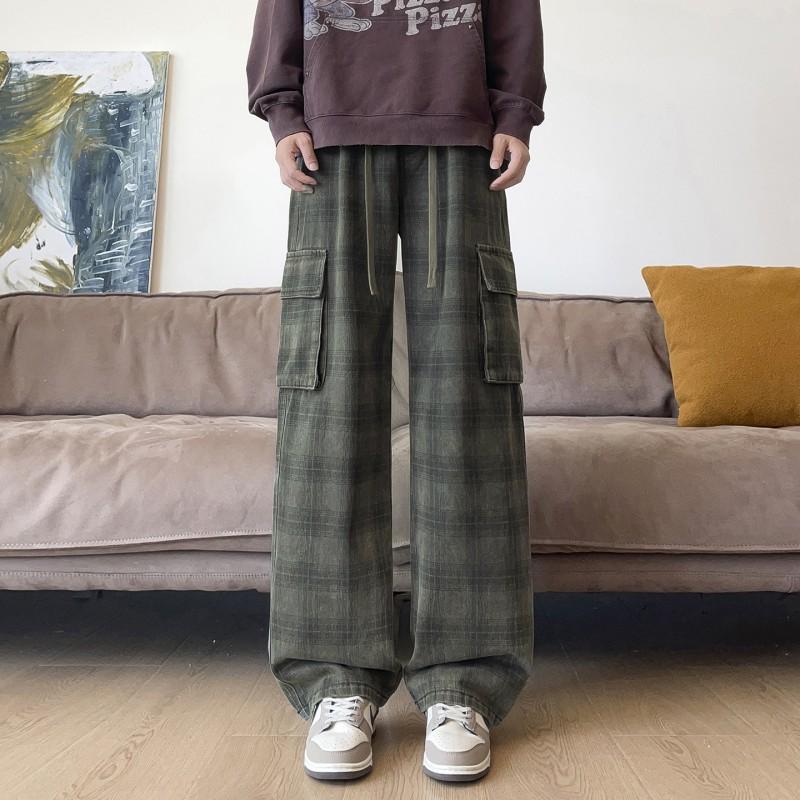 Vintage Hong Kong Style Loose Straight Jeans Men 2026 Casual Workwear Denim Pants