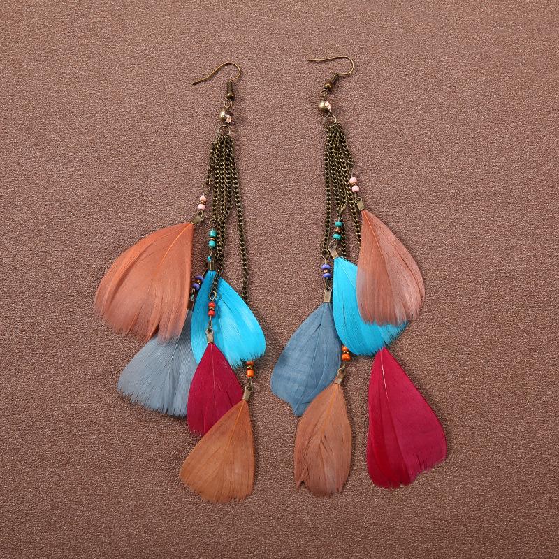Handmade Retro Bohemian Ethnic Tassel Earrings for Women, Long Thai Style