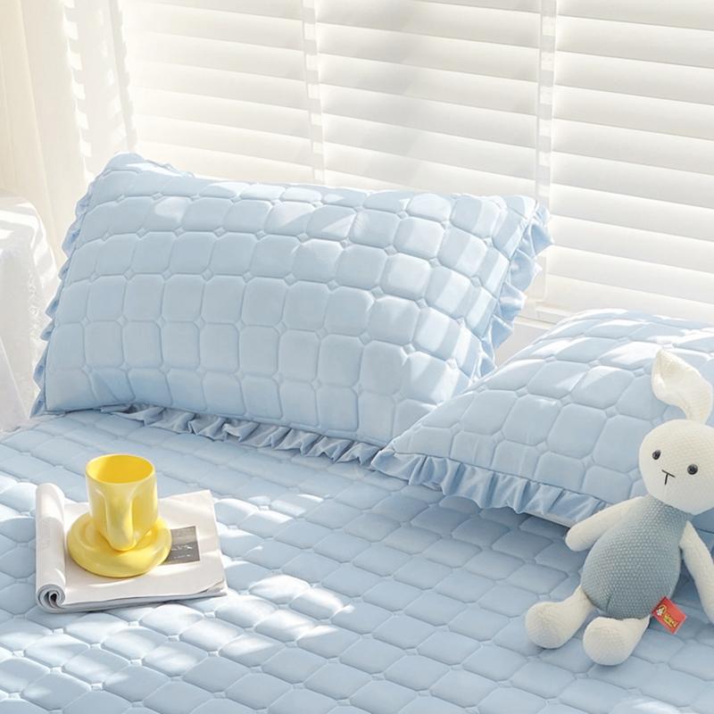 1/2pc Natural Latex Thickened Cooling Pillowcase Korean Style Ruffled Summer Pillow Cases Solid Ice Silk Breathable Pillow Cover