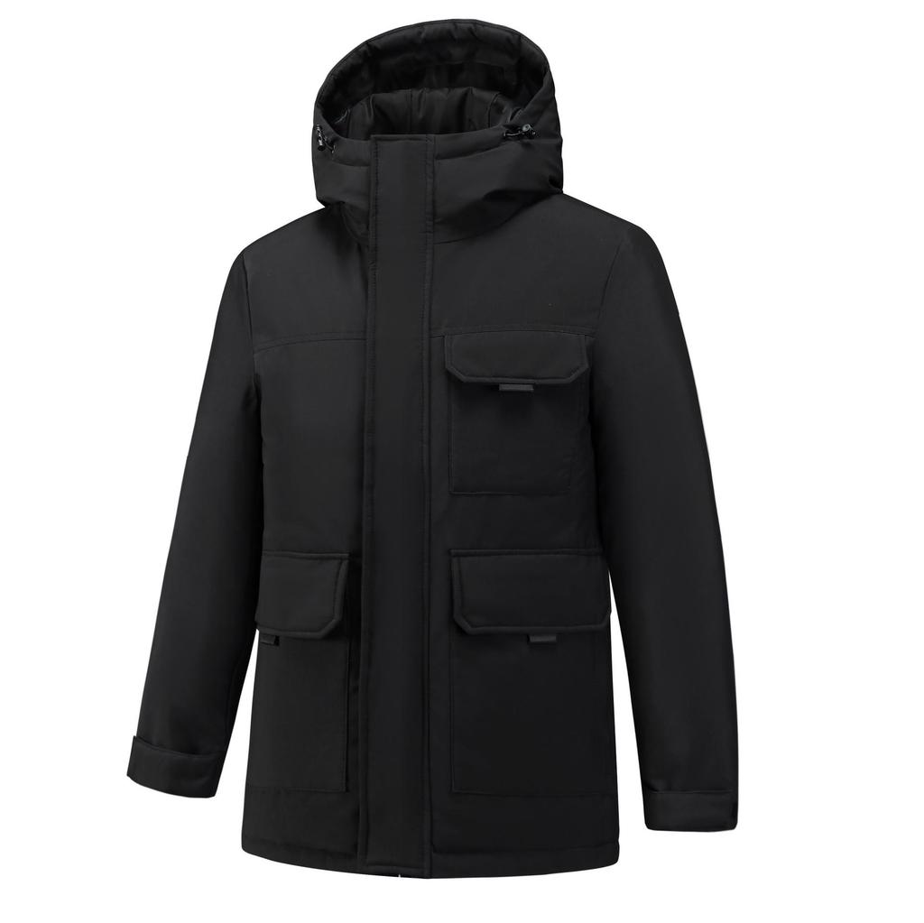 Unisex Thickened Hooded Double Zipper Graphene White Duck Down Jacket