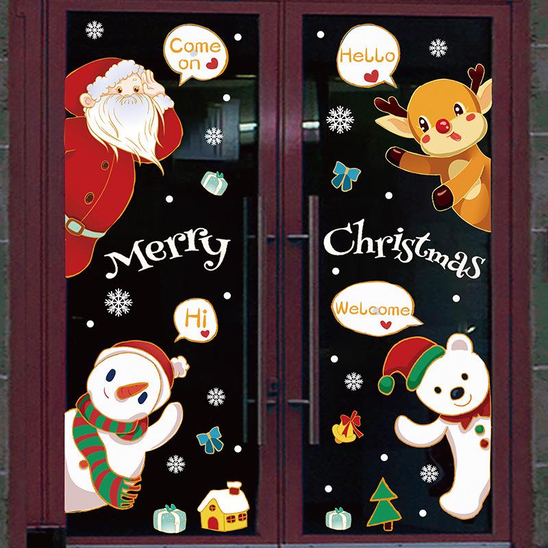 Autocolante Festive de Sărbători: Decor Static pentru Uși și Ferestre de Sticlă pentru Crăciun și Anul Nou