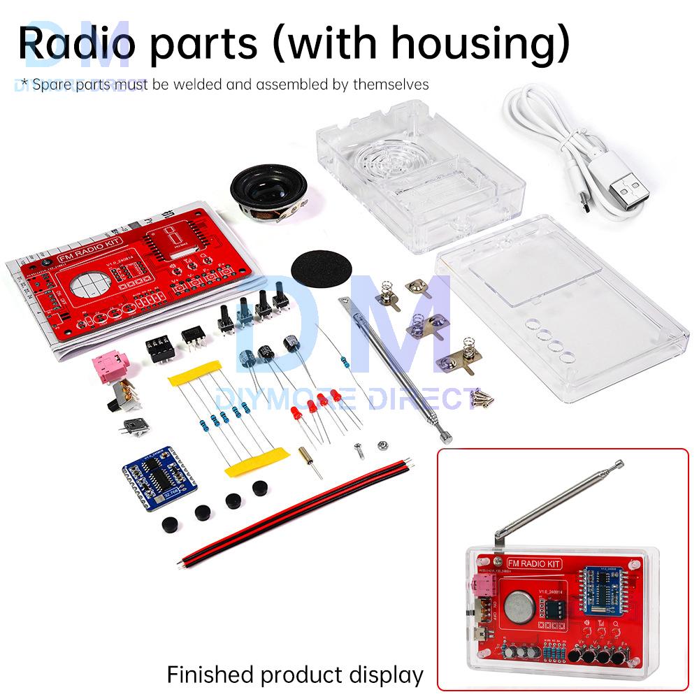 DIY FM Radio Electronic Kit 87-108MHZ Adjustable IC RDA5807 with LED Digital Display DIY Soldering Kit 3W Speaker Dual Power