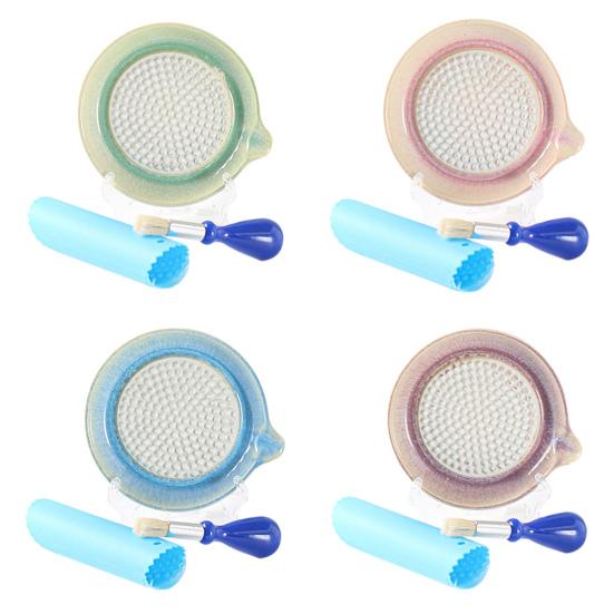 4Pcs Ceramic Grinding Disc/Peeling Tube/Brush/Display Stand Set Sharp Ridged Grater Plates for Ginger Garlic Chocolate Parmesan Cheese Onions Fruits