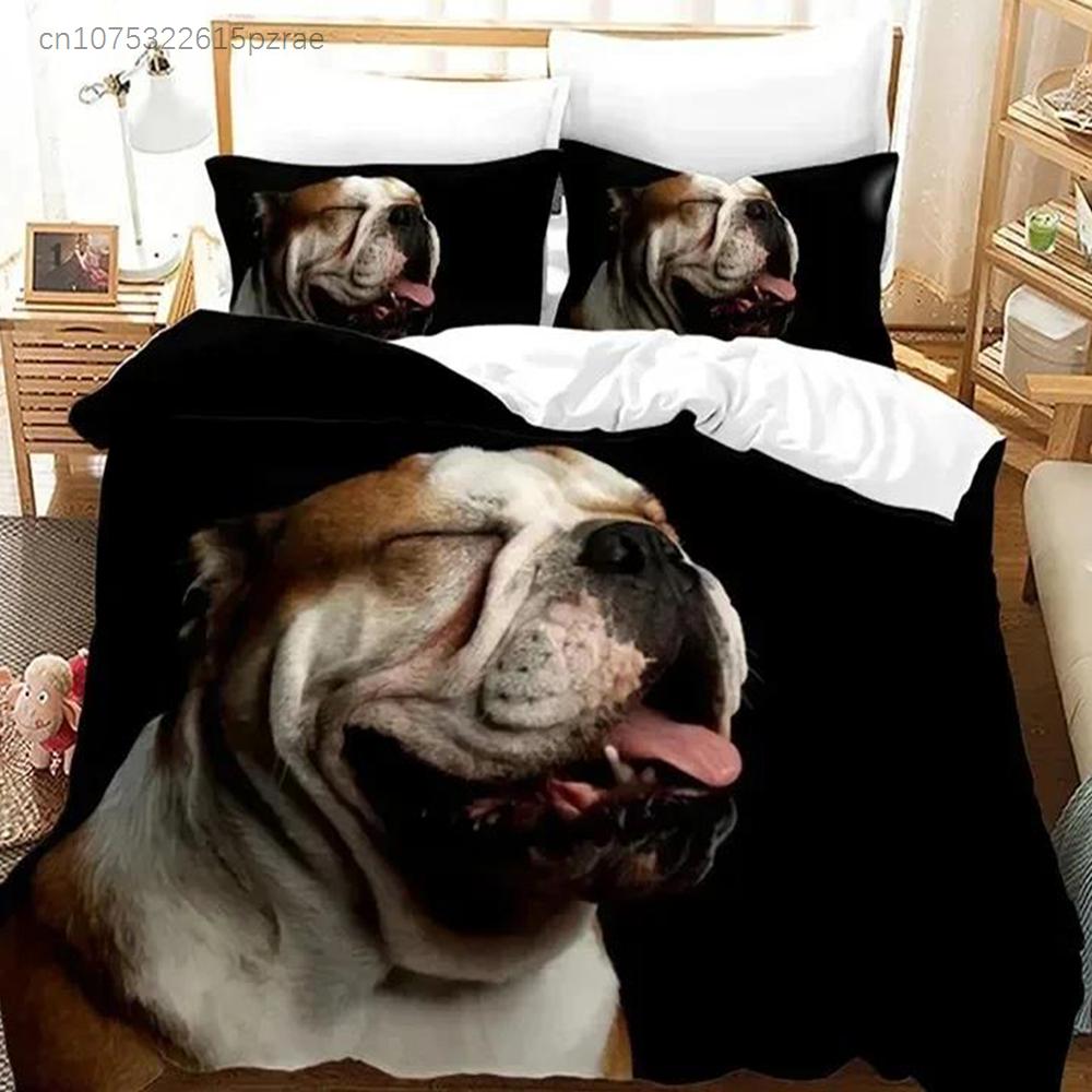 Cute Dog Lovely Puppy Pet Bedding Set 3D Printed Suitable For Bedroom Duvet Cover Set With Pillowcases Kids Home Textile