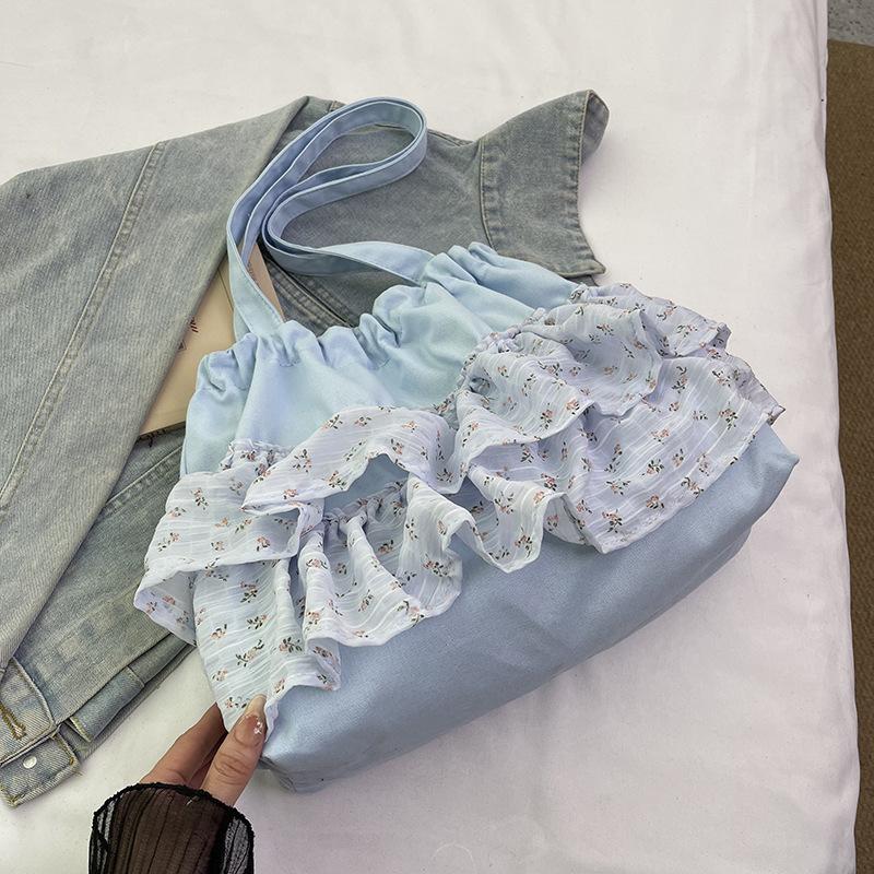 

Летняя ниша свежая и милая модная ниша женская 2025 новая мода зарубежный стиль большая вместимость сумка-тоут для поездок на работу синий