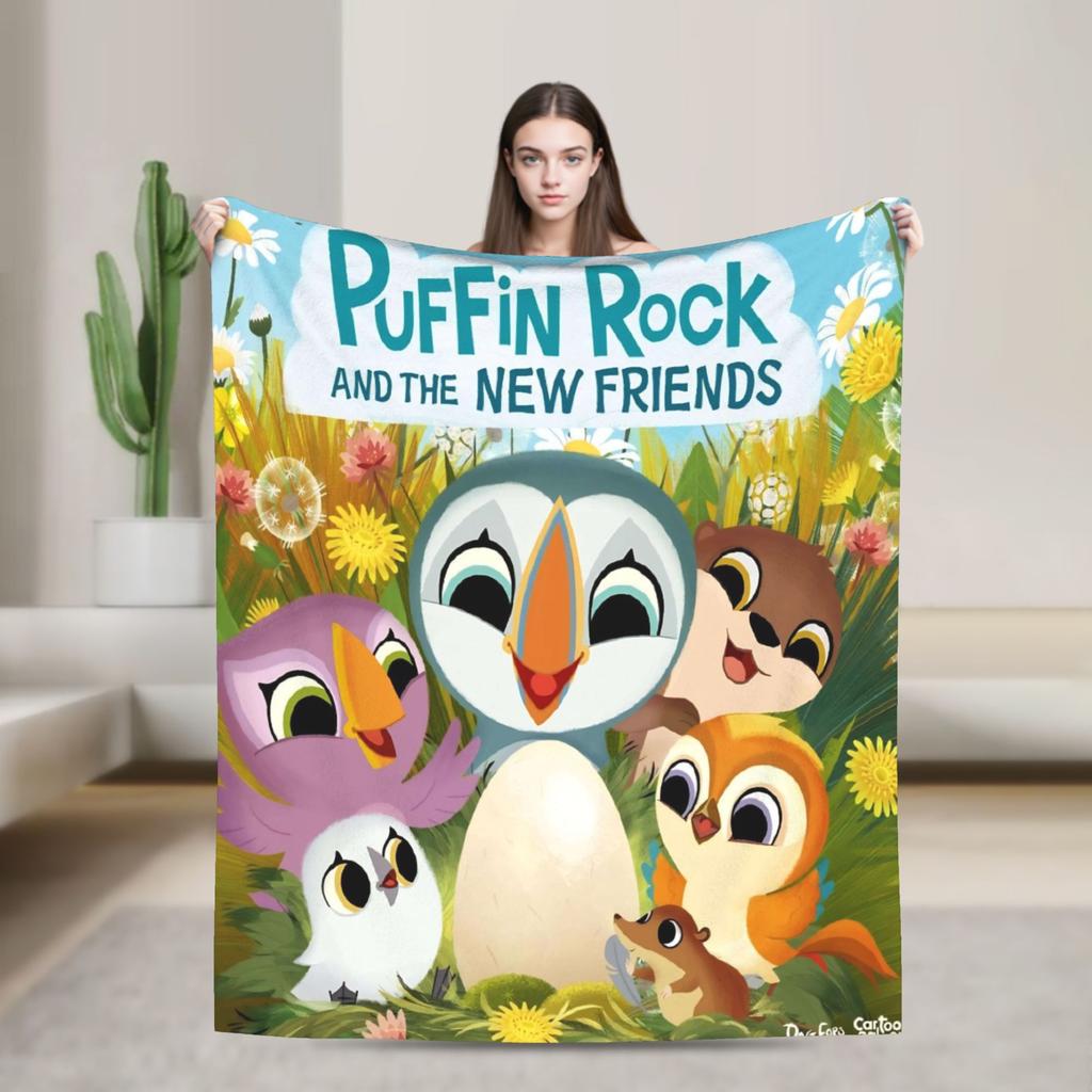 Puffins Rocks Plush Blankets Students Flannel Throw Blanket For Home Decor Soft Warm Design Quality Bedspread Birthday Present