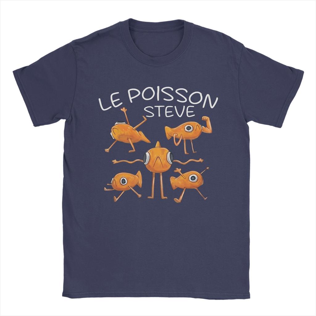 Fisch Le Poisson Steve Meme T-Shirt Herren Freizeit Reines Baumwoll-T-Shirt Rundhals Kurzarm T-Shirts Übergröße Kleidung