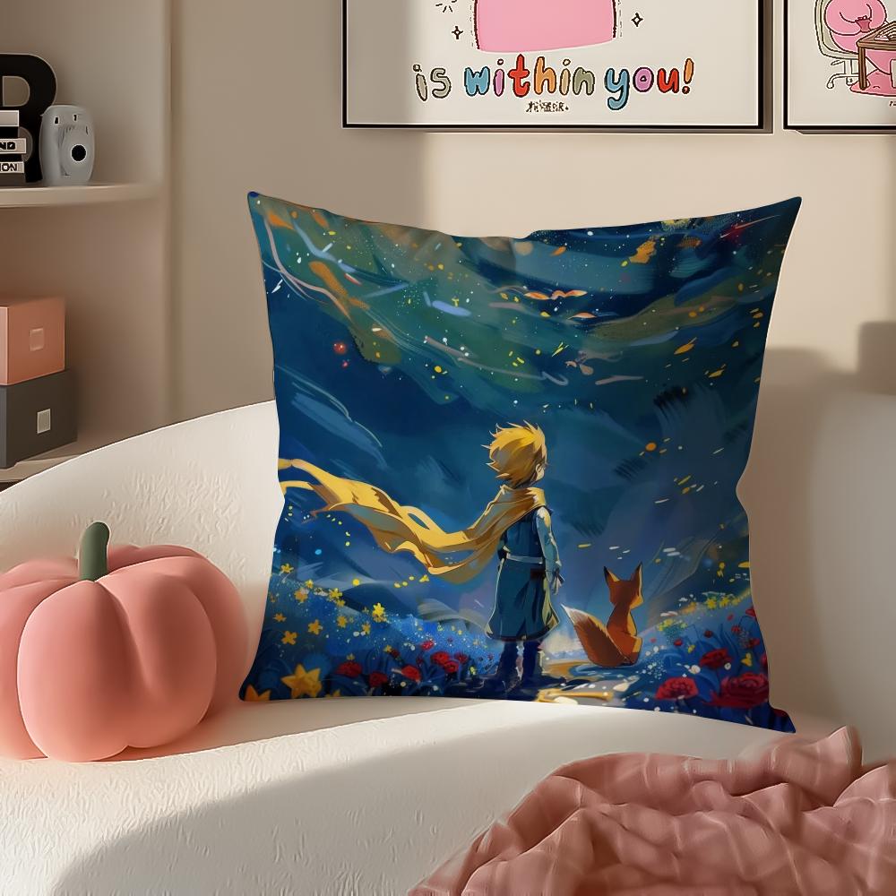 Classic French Literary IP Anime LLittle Prince Cushion Cover Pillowcase Short Plush Invisible zipper Room Sofa Cushion Cover