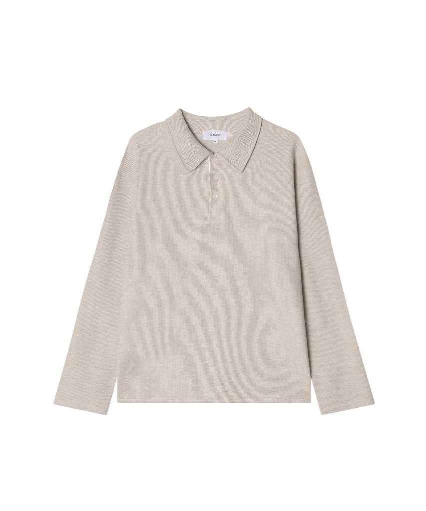 OX STUDIOS Waffle Polo Shirt (Cream)