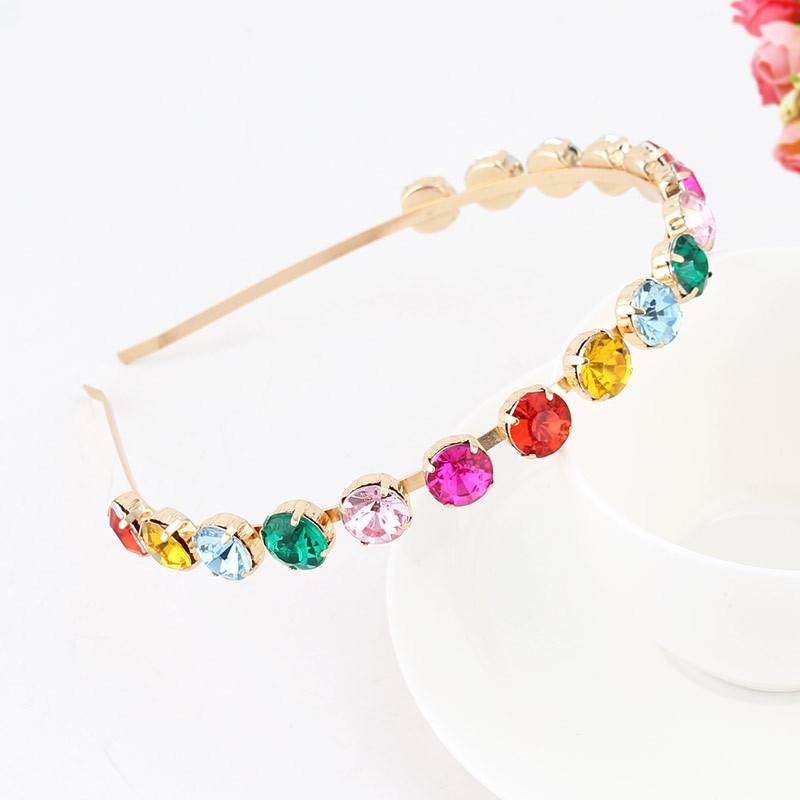 Baroque Colorful Rhinestone Headband Hair Hoop Women Hair Accessories New Shiny Fashion Crystal Flower Crown Head Wrap