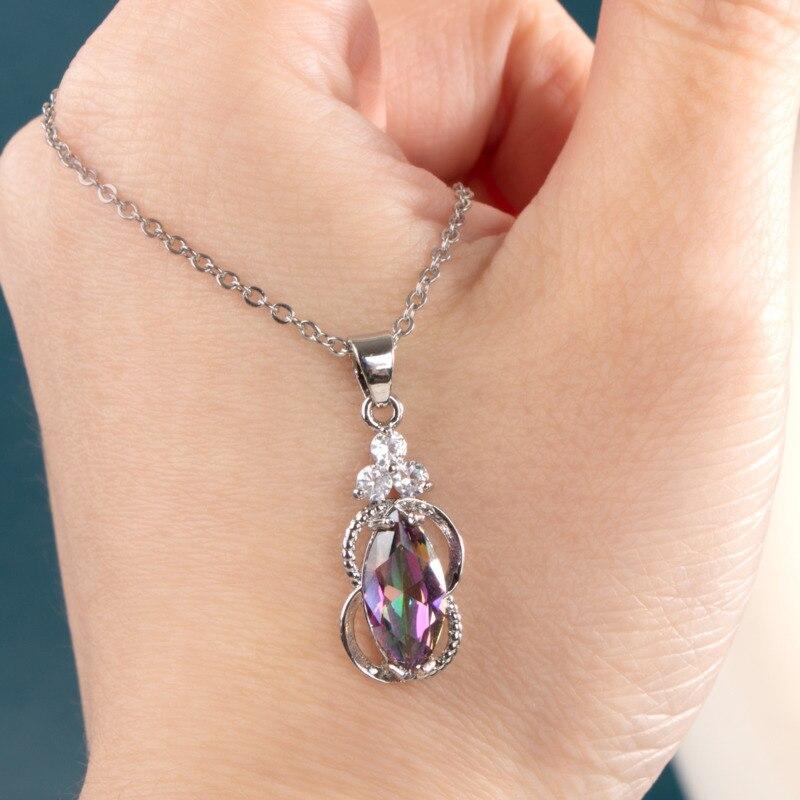 BELLA BOX Luxusní dámský náhrdelník k výročí svatby, vícebarevný zirkon, stříbrná barva řetízku, krása krku, narozeniny, trendy šperky