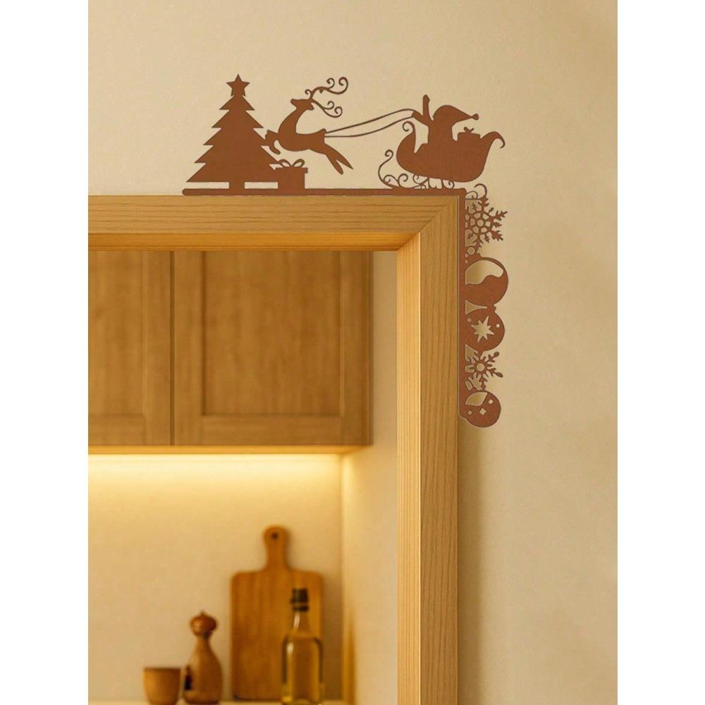 Vintage Metal Sleigh Wall Art, Creative Door Corner Decor, Christmas Party Decoration, 3D Home Accent, Modern Room Decor, Gift Idea