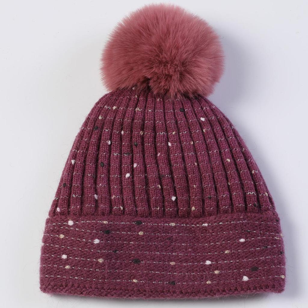 Women's Autumn Winter Plush Knitted Soft Rabbit Wool Hat Warm Beret