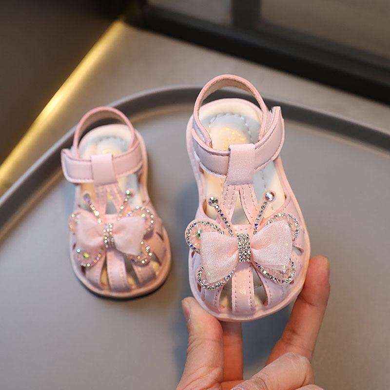 

New Baby Girl Shoes Fashion Comfort Versatile Sandals Soft Anti Slip Casual Baby Shoe Summer Cute Exquisite Newborn Walker 1-3Y 15insole12cm розовый