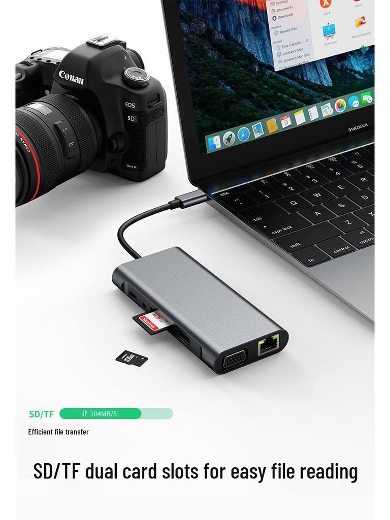 Cross-Border 11-in-1 USB 3.0 Type-C Hub with VGA Expansion