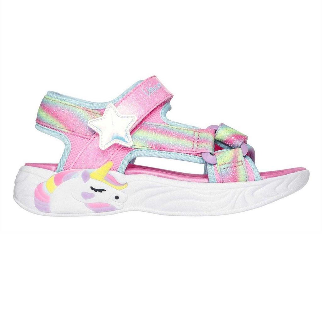 Skechers Girls Unicorn Flashing Lights Flat Sandals