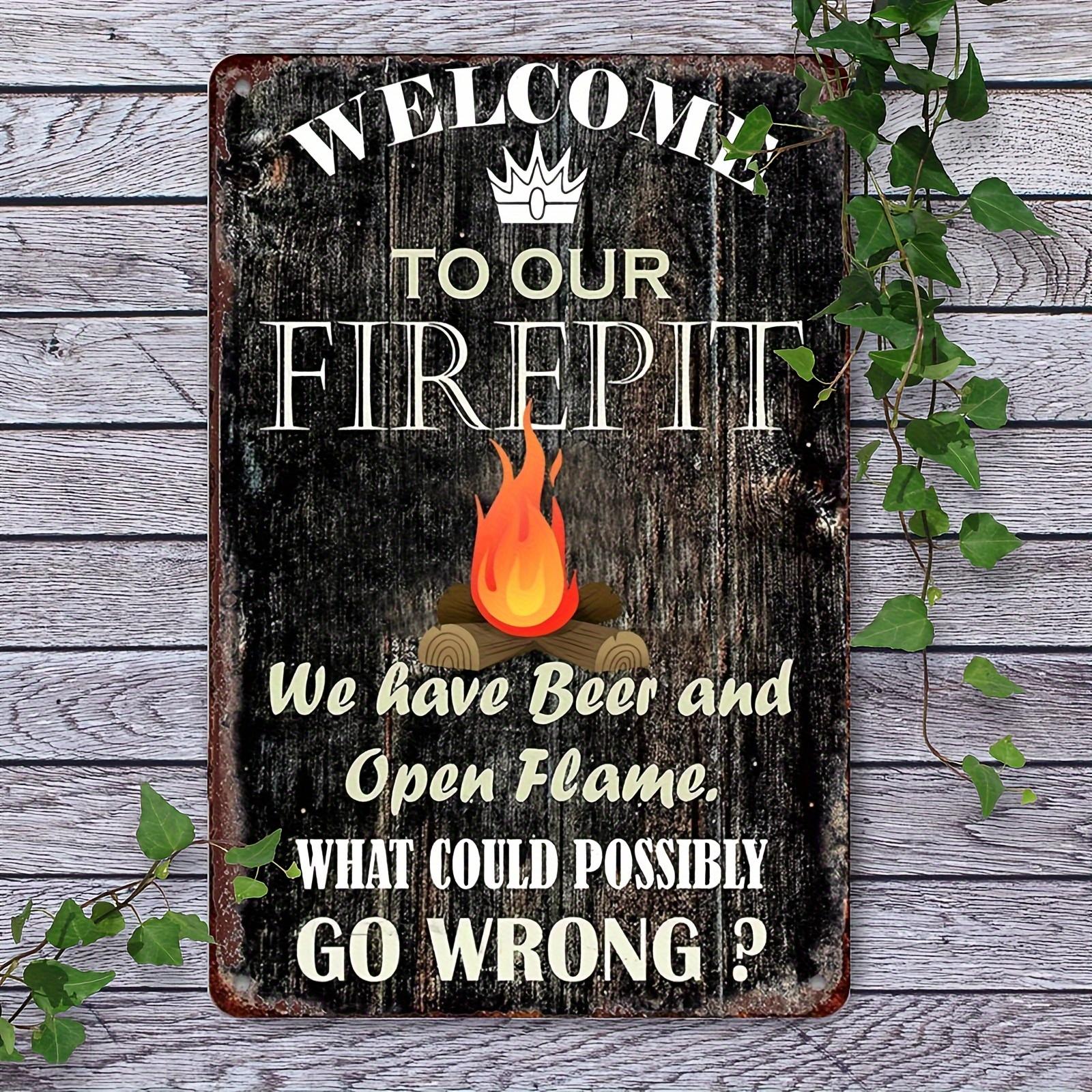 

Vintage Welcome to Our Fire Pit Metal Tin Sign Rustic Camping Decor with Open Flame Design Perfect for Patio Garden 20x30cm（7.8x11.8inch）