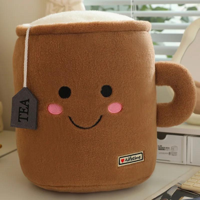 Kawaii Tea Reversible Plush Soft Cute Food Milk Tea Soft Hug Birthday Christm Milk Tea Cup Plush Toy To Send Holiday Gift