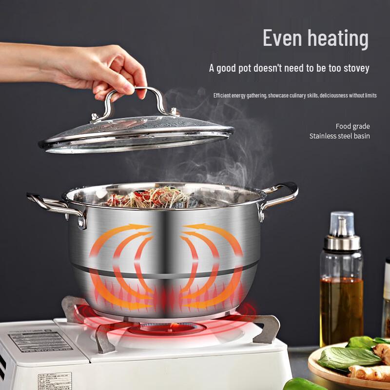 Multi-functional Double Handle Soup Pot with Steamer