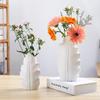 Nordic White Unglazed Ceramic Vase - Decorative Fake Flower Holder for Home and Living Room