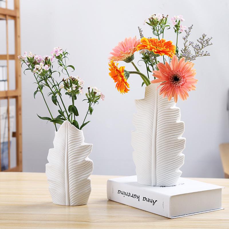 Nordic White Unglazed Ceramic Vase - Decorative Fake Flower Holder for Home and Living Room