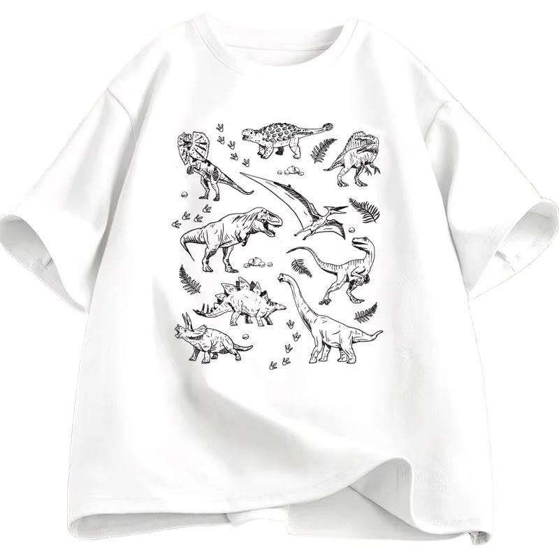 New 2026 Stegosaurus Archaeology Print TShirt Unisex Loose Plus Size Crew Neck Short Sleeve Casual Dino Graphic Tee Hot Sale