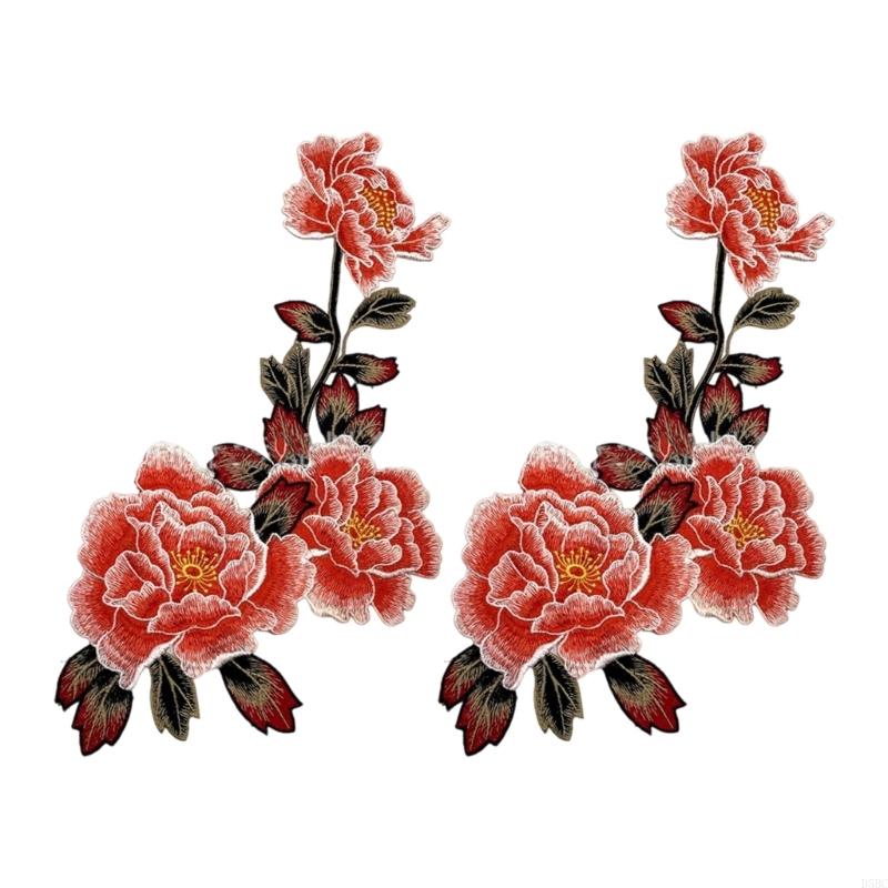 2 Pcs Beautiful Flower Iron On Patches Sewing Patches Floral Embroidered Patches