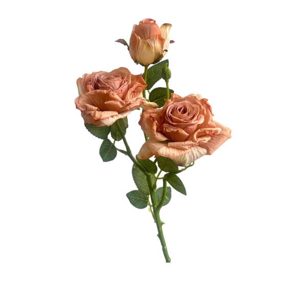 Artificial Flowers 3-Headed French Rose Realistic False Flowers Indoor Outdoor Decoration Wedding Garden Event Photography Props