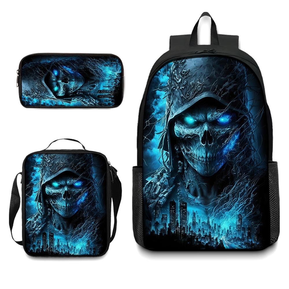 Peripheral backpack, skull schoolbag, student backpack pencil case