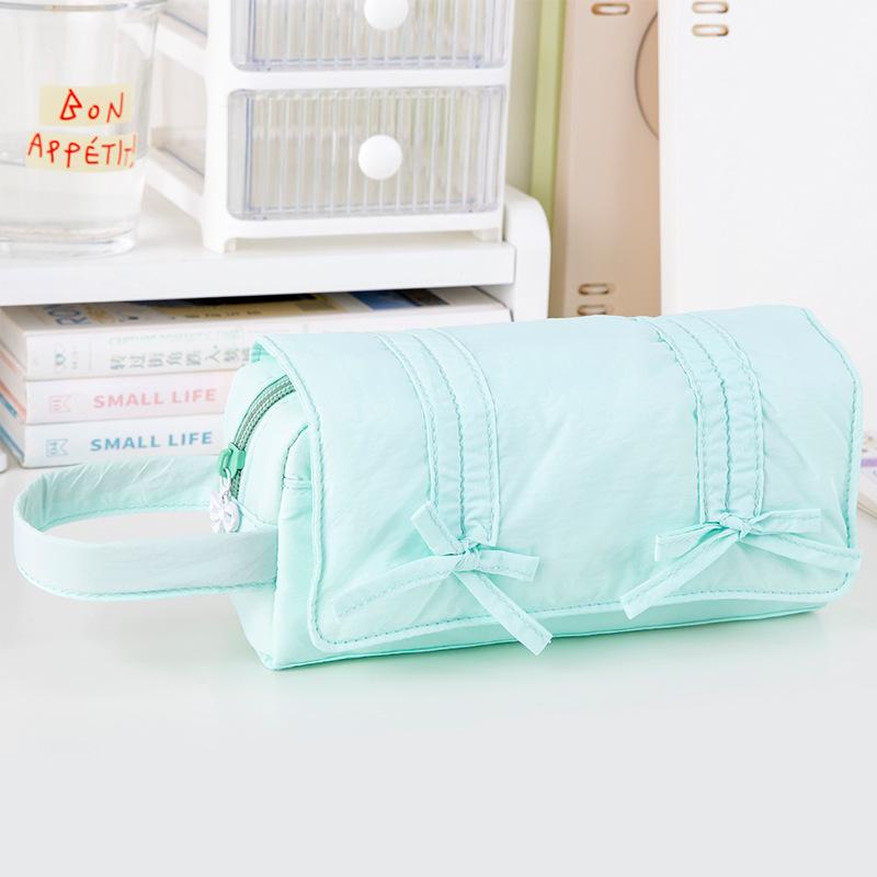 

Cute Lace Ballet Series Pencil Case Fashion Solid Color Bow Pencil Bag Large Capacity Stationery Scrapbook Storage Bag Student