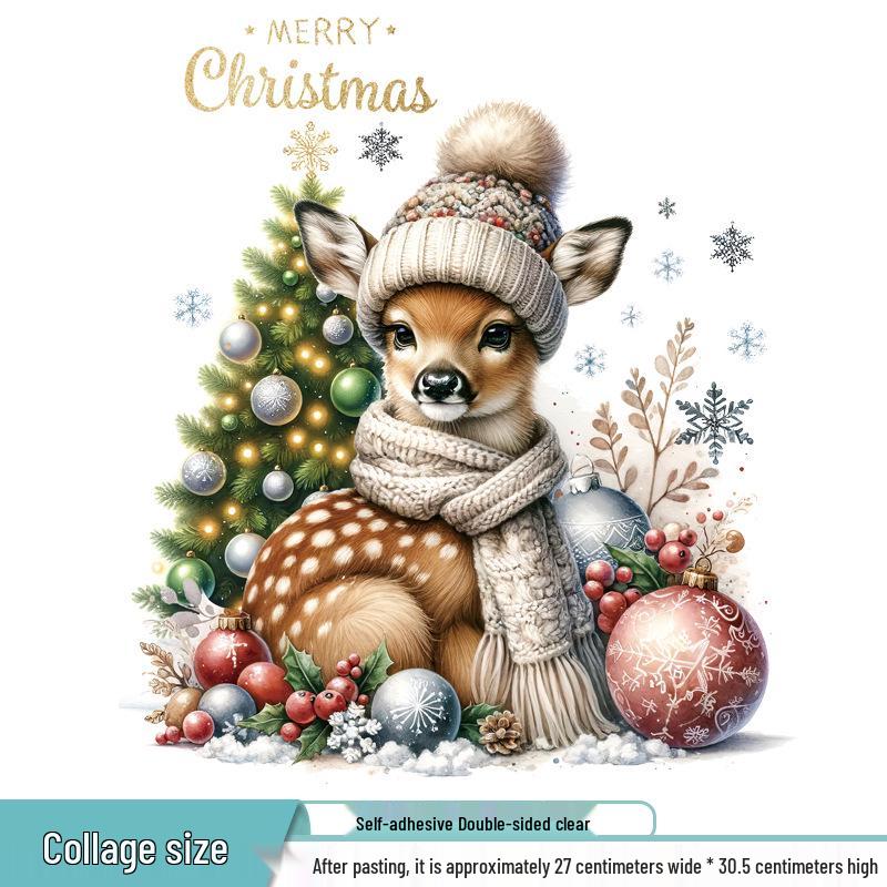 Christmas Wall & Window Stickers - Santa, Reindeer, Snowman Decals for New Year Decoration