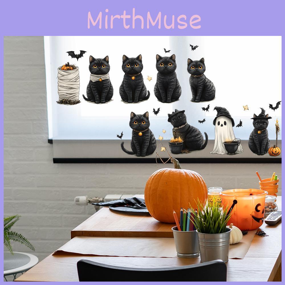 Cute Black Halloween Cat Bat Ghost Bedroom Home Decoration Wall Stickers