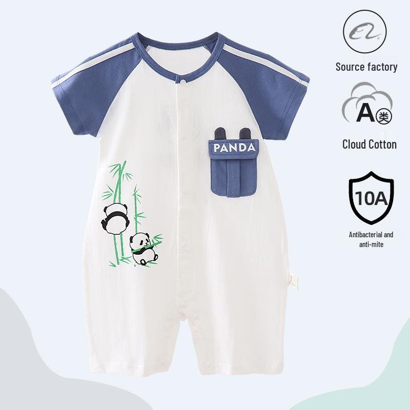 Antibacterial Summer Short-Sleeve Newborn Cotton Bodysuit