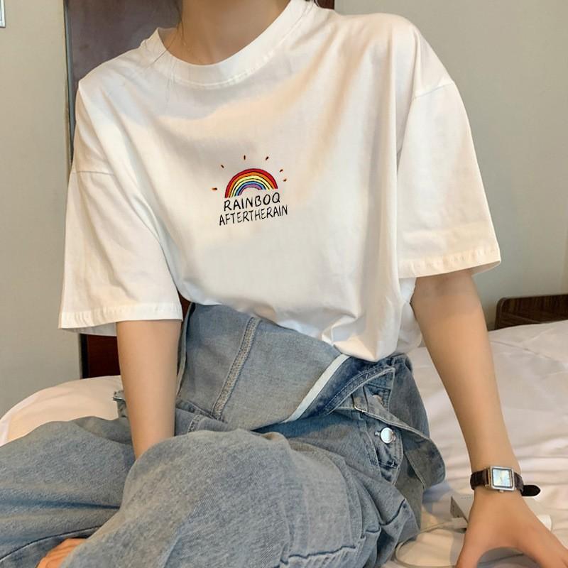 Cotton Short-sleeved T-shirt Women's Loose Original Style New Letter Printing Student T-shirt Ins Women's Fashion