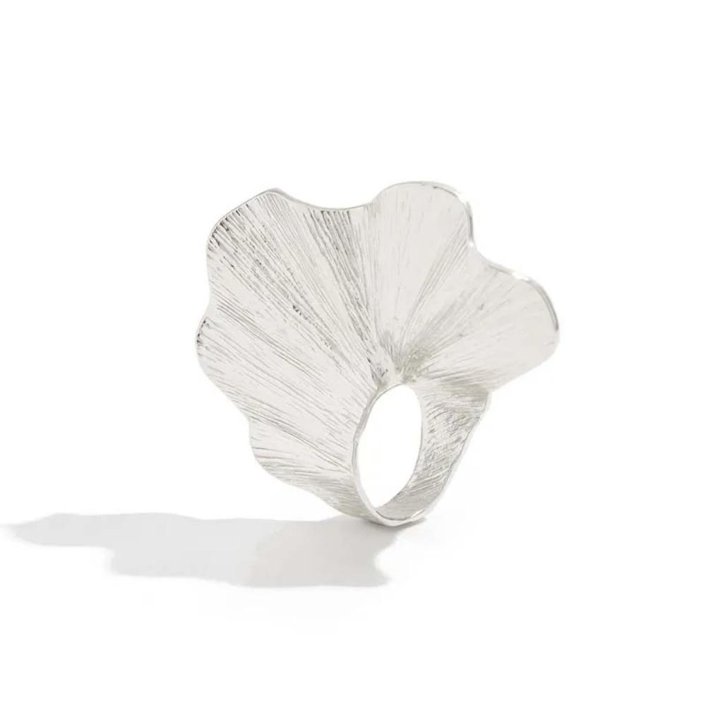 Metal Ginkgo Leaf Ring Gold Silver Color Fan-Shaped Finger Ring Knuckle Joint Ring  for Women Men