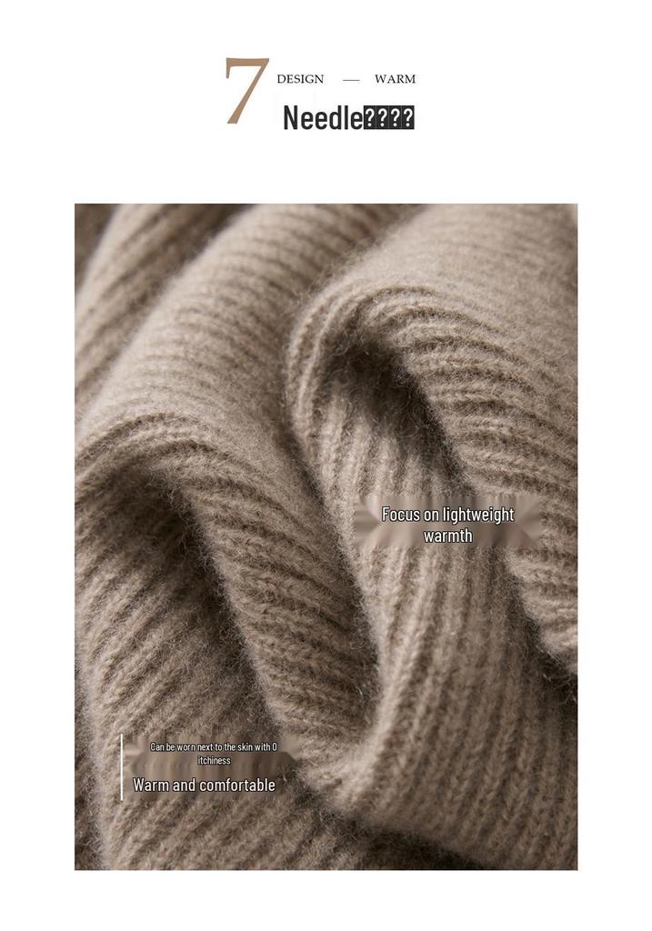 Women's Double-Strand Thickened Cashmere Sweater - Half-High Collar, Loose Fit, Autumn/Winter Pullover Knit Base Layer.