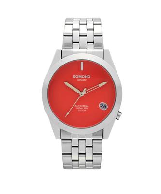 Autorisierter Händler Komono Uhr RAY Chroma Estate Silber Koralle Datum [KOMONO] Herren KOM-W4425