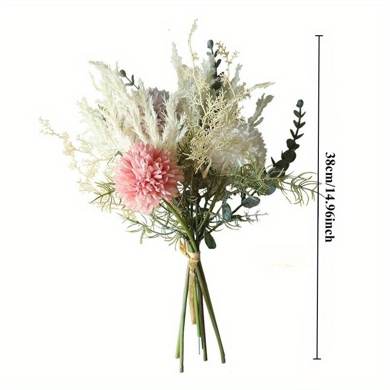 NEW Artificial Flower Dandelion Eucalyptus Hybrid Bouquet Wedding Green Plant Decoration Home Decoration Fake Flower