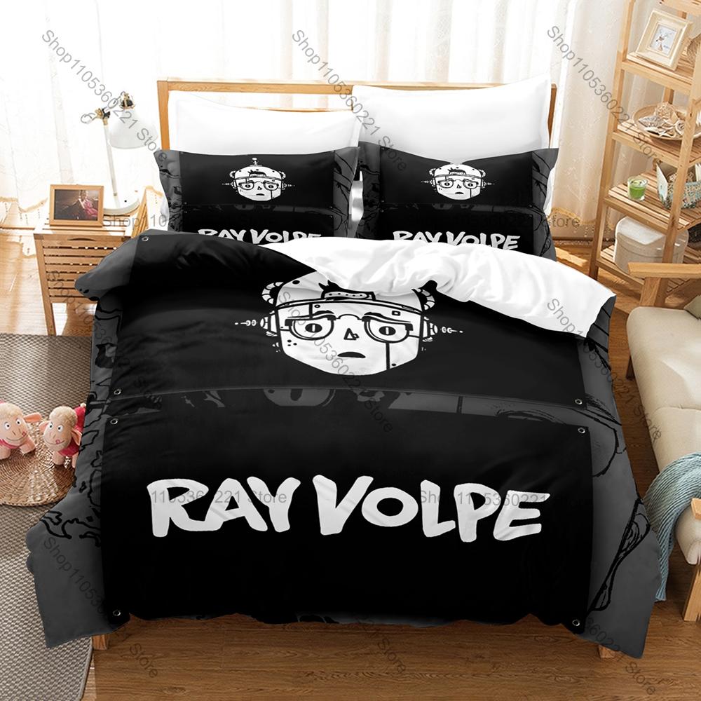 RAY VOLPE Themed Duvet Cover + 2 Pillowcases Electronic Music Design Cozy Bedding for Home & Dorm