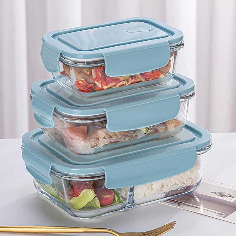 1/2/3 Fack Förtjockad Läckagesäker Mikrovågsugnssäker Matlåda Hög Borosilikatglas Bento-låda Med Lock Lufttäta Matlådor